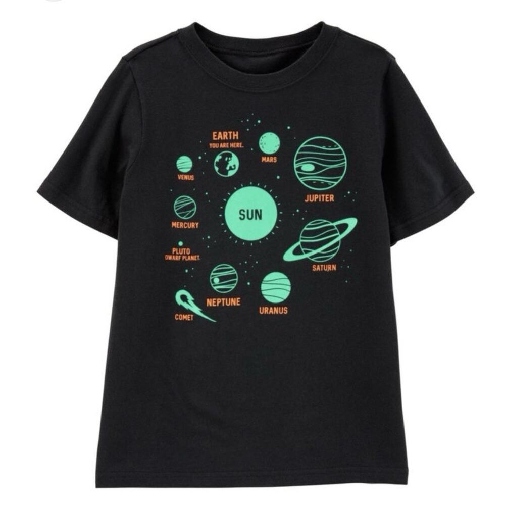 Carter’s boys T-Shirt Sz. 14 black green solar system print cotton NWT